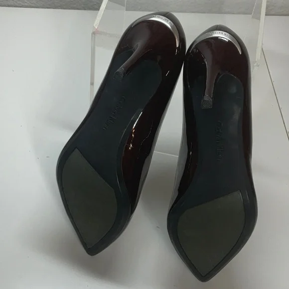 Calvin Klein Gayle Patent Leather Stiletto Heels Oxblood Red Size 9 - Picture 6 of 6